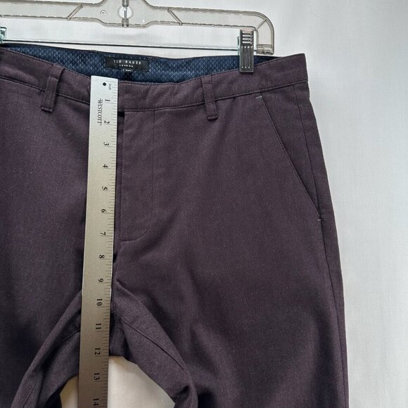 Ted Baker London Lommy Classic Fit Pants Men Sz 32R Chambray Straight Dark Plum - Picture 9 of 12